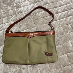 Khaki and Brown Women's Wristlet bag